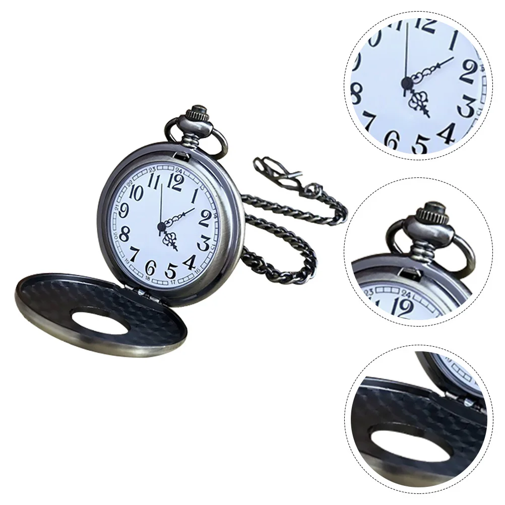 خمر البرونزية كوارتز ساعة الجيب تصميم جوفاء للأب الزوج هدية سلسلة قلادة الرجعية سبيكة ساعة #1