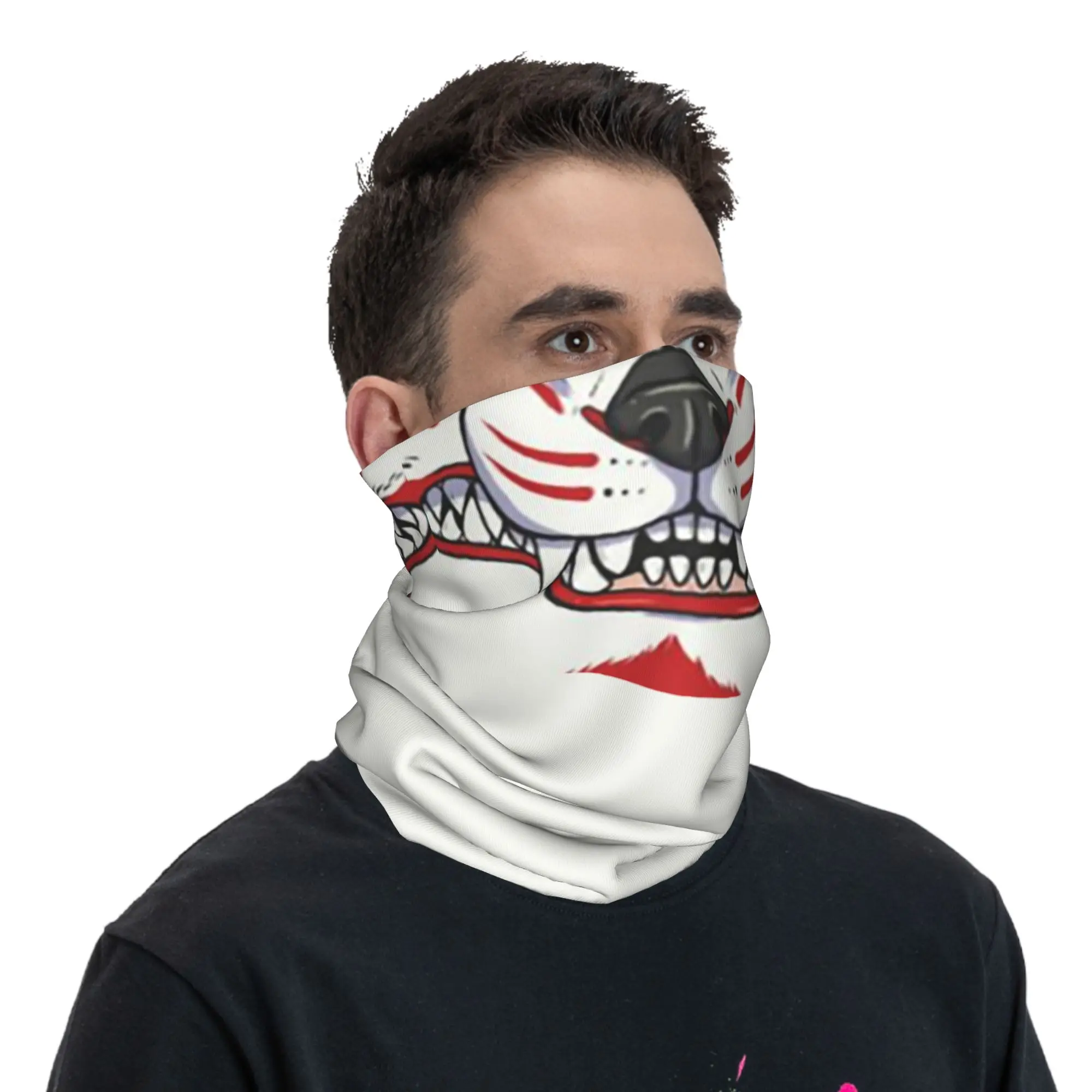 

Oni Demon Kitsune Grin Gaiter Fox Aunumart Japanese Bandana Neck Gaiter Printed Wrap Scarf Cycling Scarf Cycling For Men Women