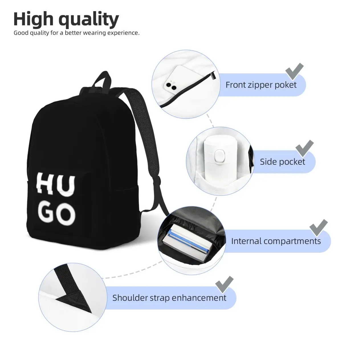 กระเป๋าเป้สะพายหลัง H-hugos สำหรับผู้ชายผู้หญิงวัยรุ่นธุรกิจ Daypack วิทยาลัยของขวัญกระเป๋าสะพายไหล่