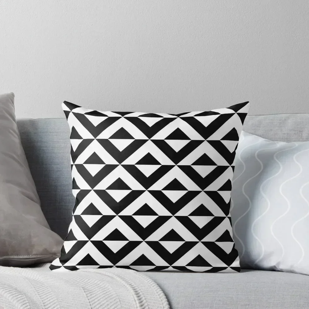

BLACK AND WHITE TILES, SCANDI ONYX, BY SUBGIRL Throw Pillow Cushions For Children anime girl pillow