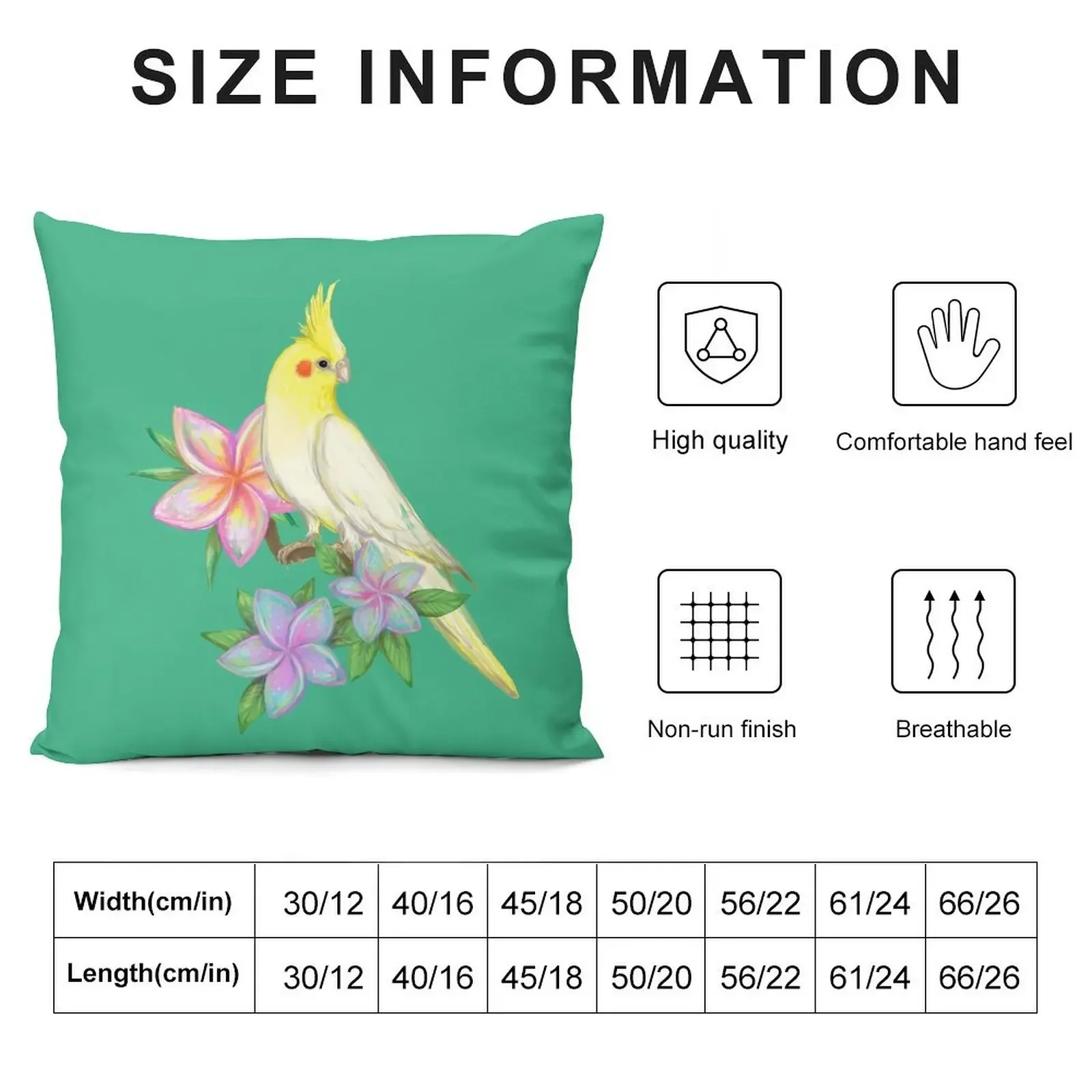 White cockatiel with tropical fantasy flowers Throw Pillow Sofa Pillow Cover Couch Cushions pillow