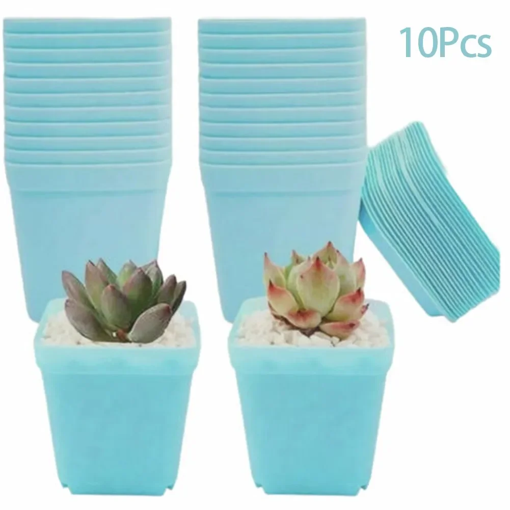 

Boxes Keep Soil Drained Square Flowers Pots Plants Pot Drained Garden Reusable Set Succulents W/ Drain Tray 10 PCS