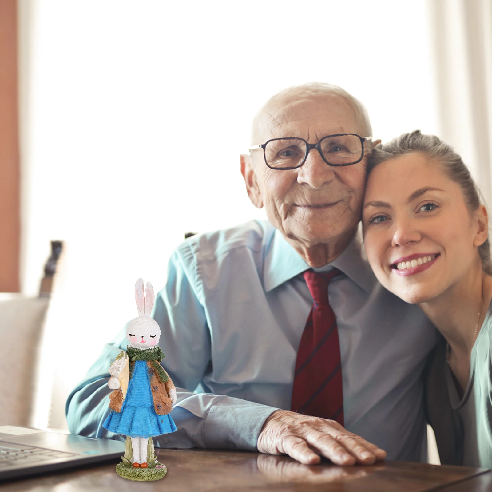 

1Pcs Rabbit Resin Design Practical Indoor Outdoor Home Decor Garden Ornament Desktop Adornment Rabbit Figure Animal Toy