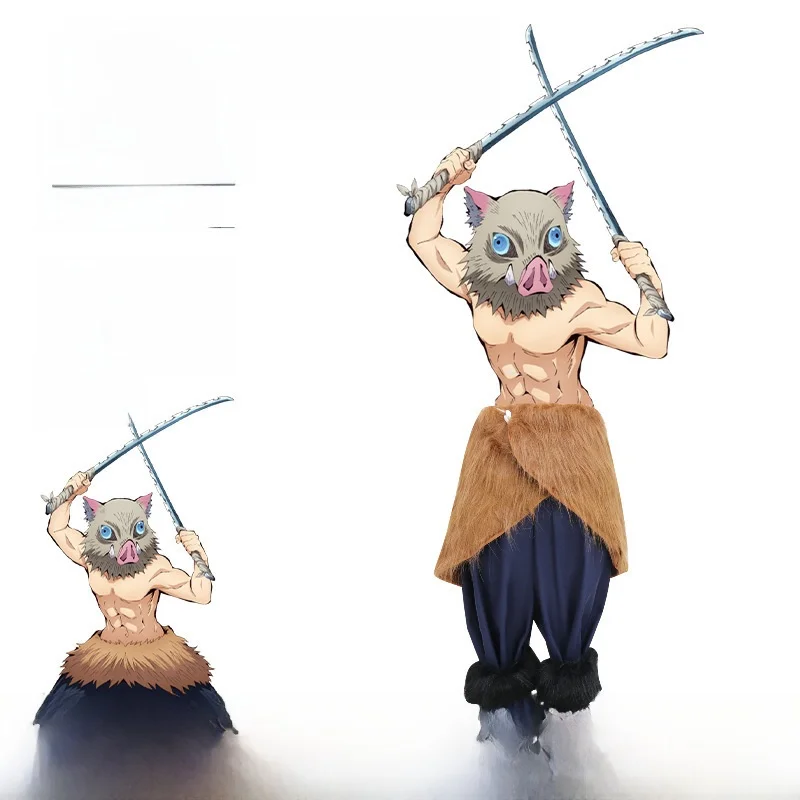 

loween Costume Set Kuwamaru Nose Flat Assistant Pig Head Mask Cosplay Performance Clothes Japanese Anime Ghost Slayer