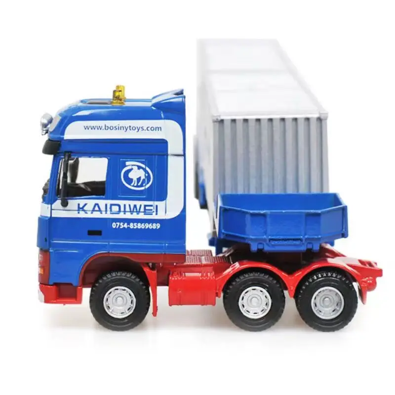 Rimorchio a piattaforma trasporto Container carro attrezzi auto giocattolo per bambini 1/50 Diecast modello di veicolo collezione educativa regalo