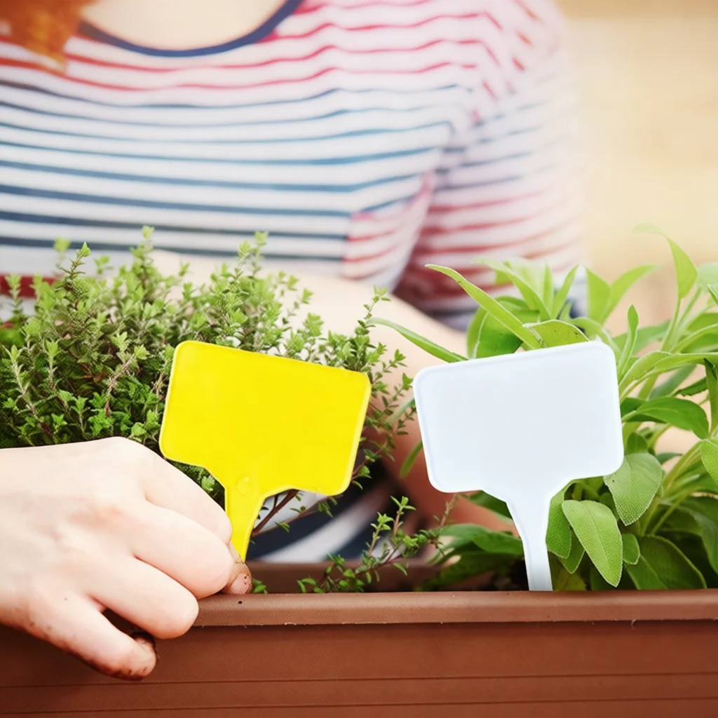 T Shape Nursery Plant Markers Thickened Plastic Garden Tags Waterproof Flower Identification Signs For Indoor Pots