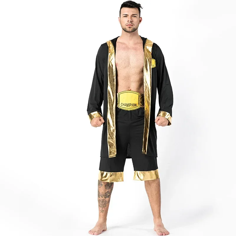 Man Boxing Robe Boxer Costume Halloween Boxing Match Fantasy Fancy Dress