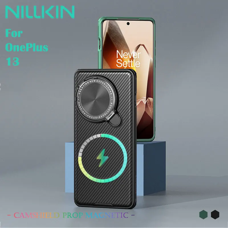 

Магнитный чехол NILLKIN TPU+PC для OnePlus 13, MagSafe Experience, подставка для крышки объектива, приятный для кожи сенсорный экран, микропрозрачный дизайн