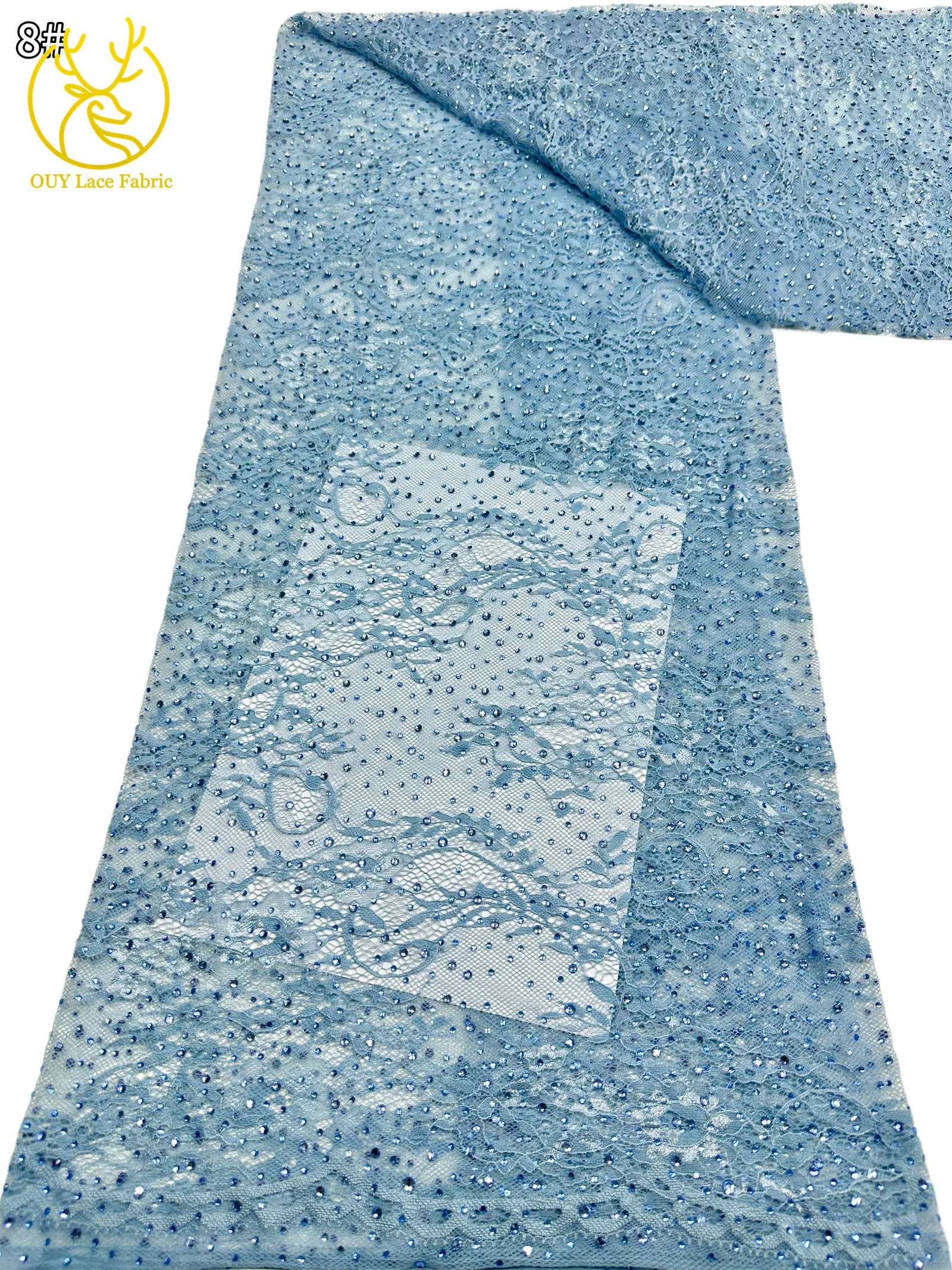 5 Yards französische Stickerei-Tüll-Diamantspitze, nigerianische afrikanische Pailletten-Perlen-Spitze für Damen, Partykleid, Hochzeitskleid, Nähen – Detail 25