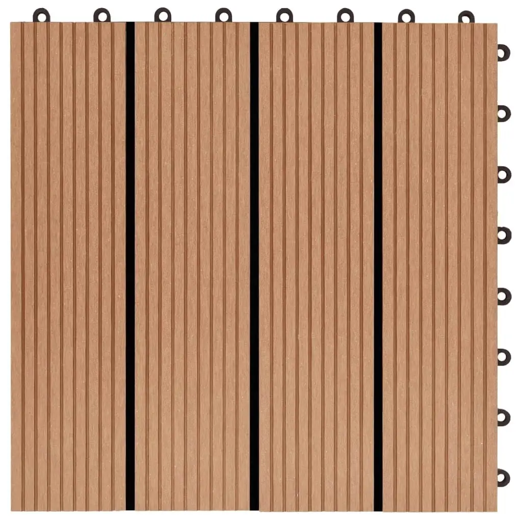 Piastrelle per terrazza WPC da 11 pezzi 11,8x11,8 pollici - 1 pavimento per esterni color teak SQM