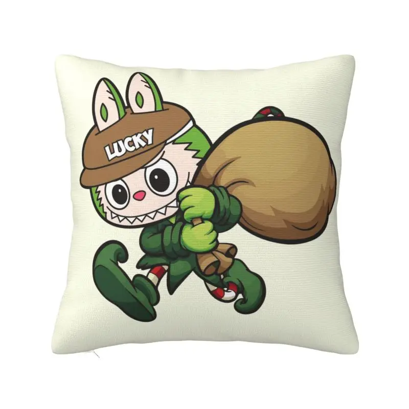 Custom Cartoon Labubues Anime Cushion Covers Sofa Decoration Square Pillow Cover