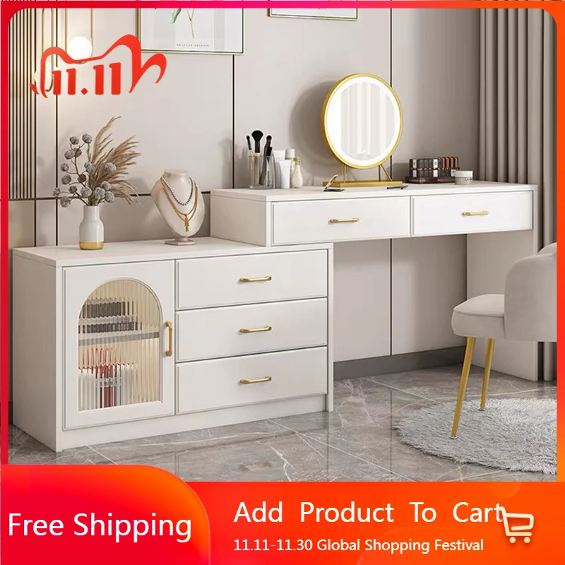 

Modern White Vanity Table Bedroom Makeup Mirror Storage Dressing Table Women Jewelry Girl Garden Penteadeira Home Furniture