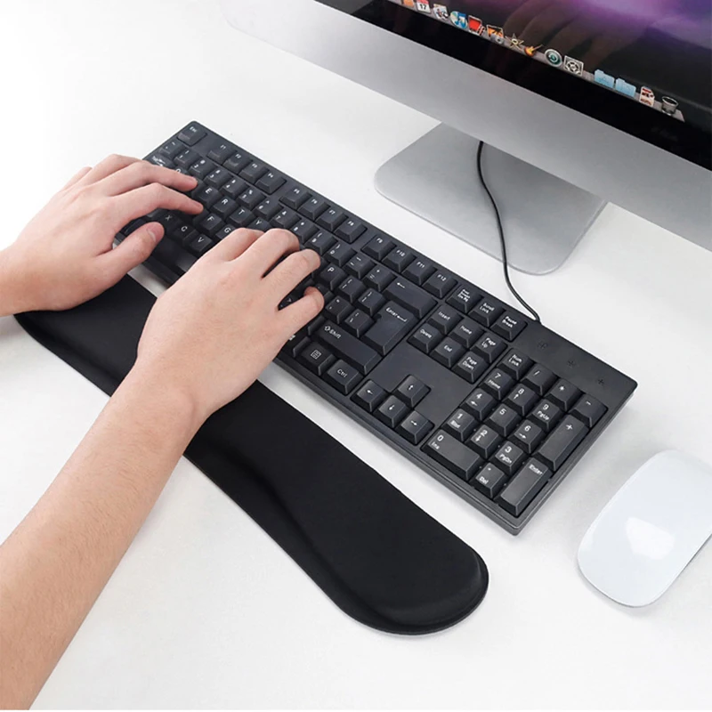 Keyboard Pad Wrist Rest Pad Mouse Mat Wrist Support Mouse Pad Durable Easy Typing Non-Slip Pain Relief Memory Foam