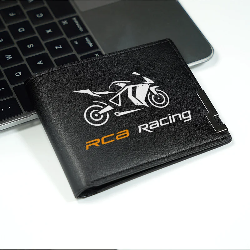 محفظة RCA RACING Motorcycle Logo PU بتصميم بسيط وخفيف الوزن ومتين على طراز الأعمال للرجال