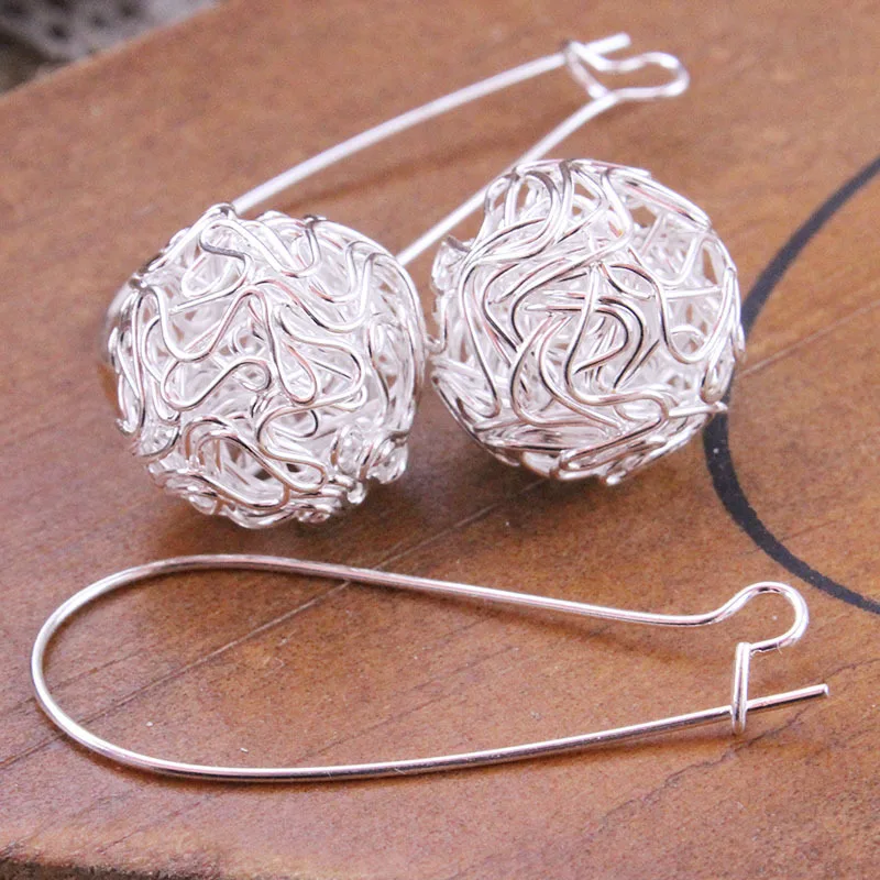 Hollow Out Metal Ball Drop Earrings for Women Personality Party Jewelry Fashion Silver Color Dangle Earrings Ear Accessories