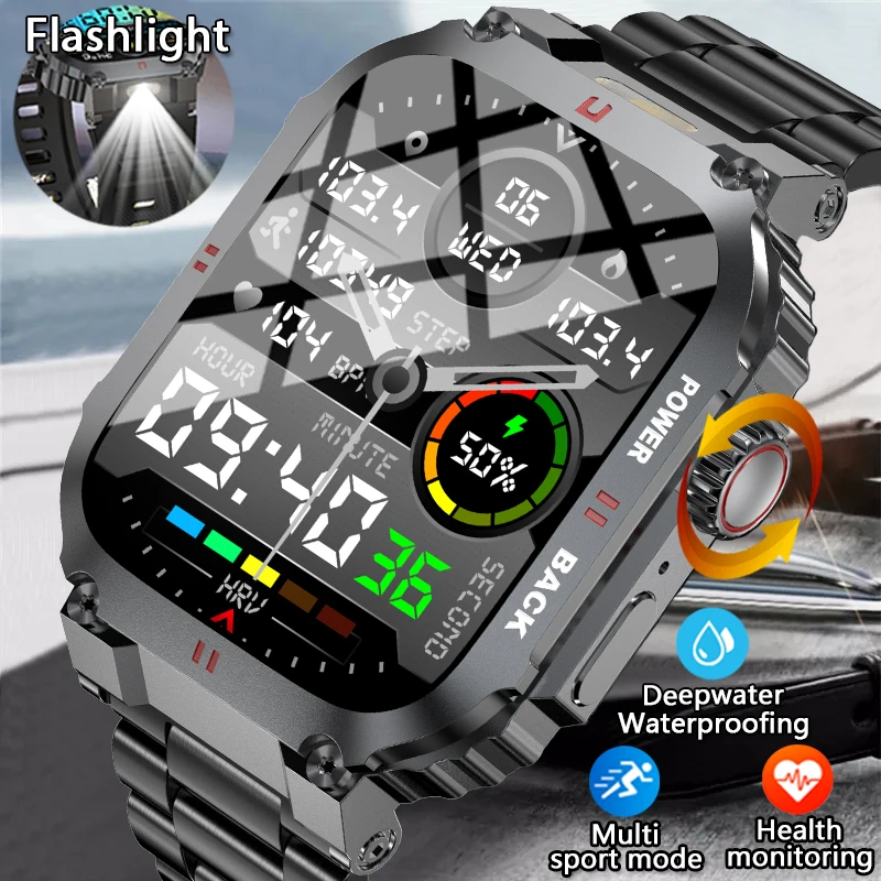 

2025 Новые военные умные часы для мужчин 1,91 AMOLED фонарик водонепроницаемые спортивные на открытом воздухе HD Bluetooth звонки умные часы для Android IOS