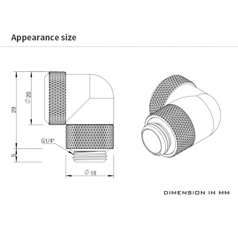 

Barrow G1\4" Hard Tube Fitting 90 Degree Rotary G1/4" Rotatable Adapter For OD12mm / OD14mm Hard Tube TWT90KND-K12