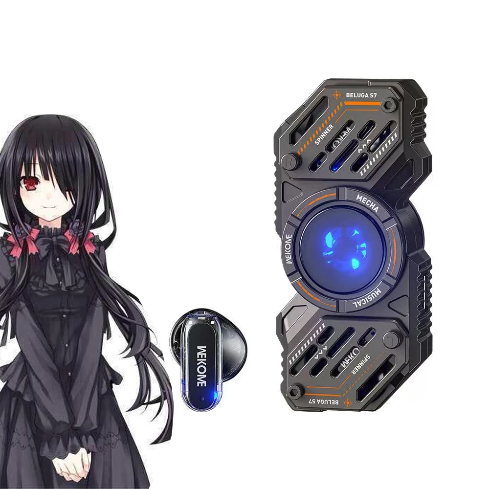 Anime DATE A LIVE Tokisaki Kurumi Fidget Spinner auricolari Bluetooth Himekawa Yoshino auricolari Wireless per regali antistress puntelli