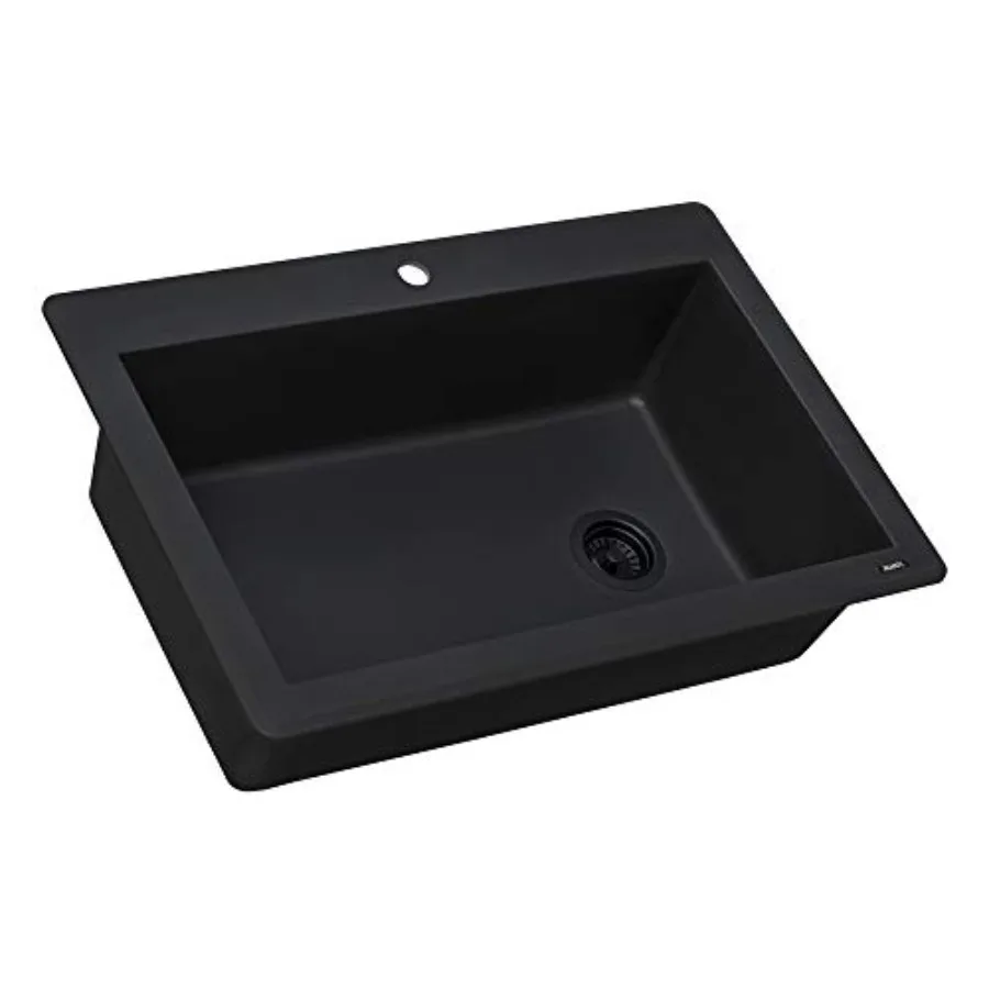 

Granite Composite 33 in. x 22 in. Single Bowl Drop-in Topmount Kitchen Sink RVG1033BK