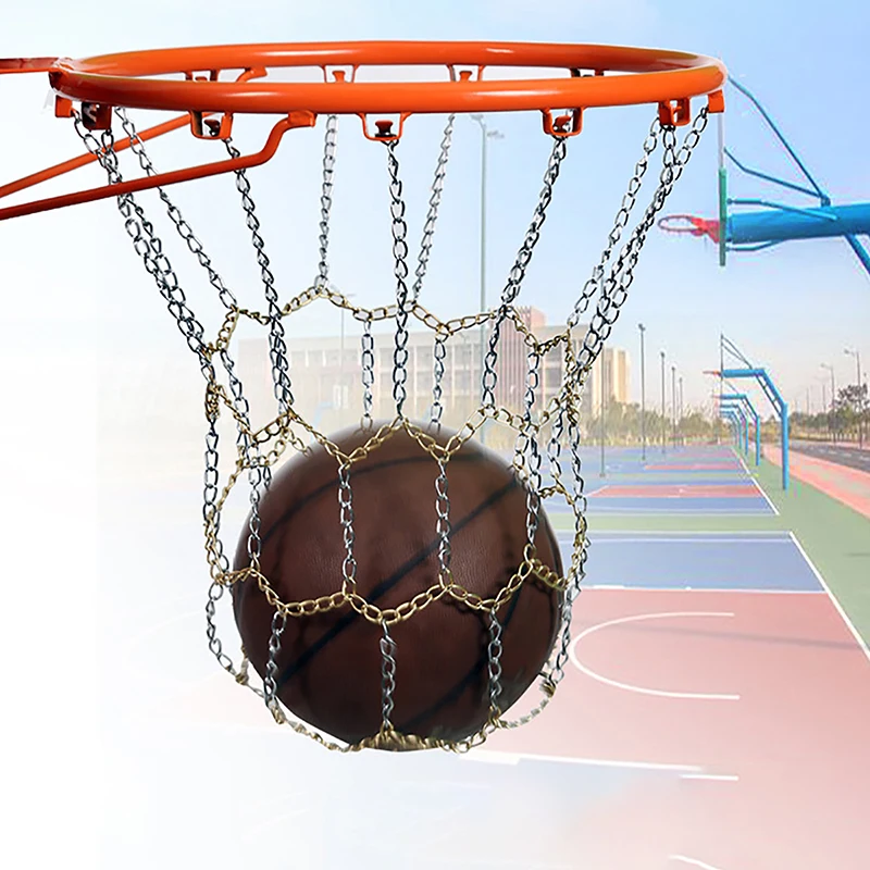 Galvanized Chain Basketball Net Metal Chain Basket Frame Basketball Target Net Sports Rims Rustproof Outdoor Basketball Net