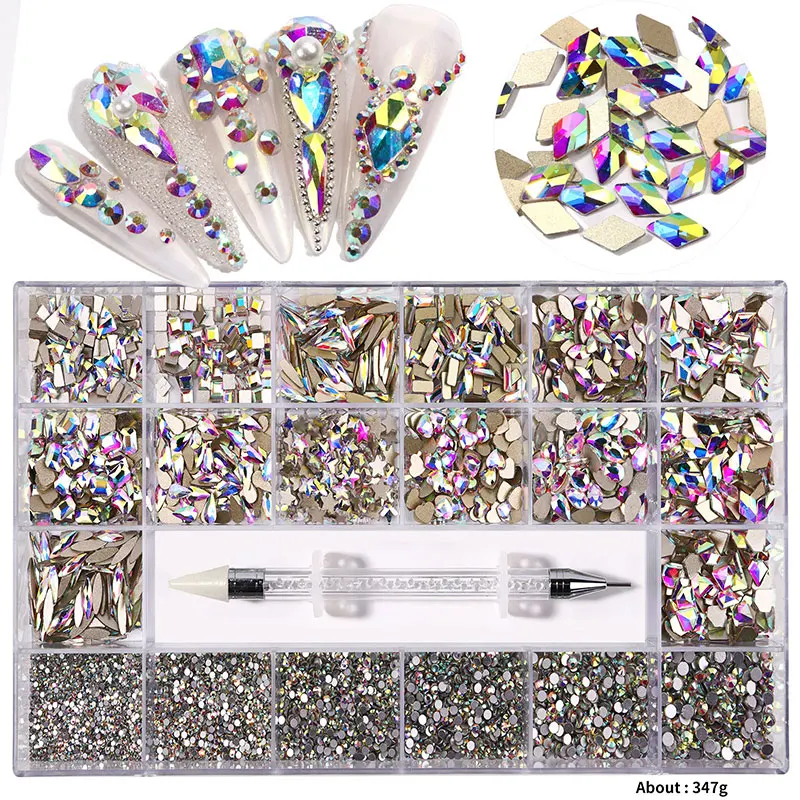 57600Pcs Fashion Hot Selling Shining Art Accessories Christmas Crystal Rhinestone Nail Charms Decoration for Press on Nails