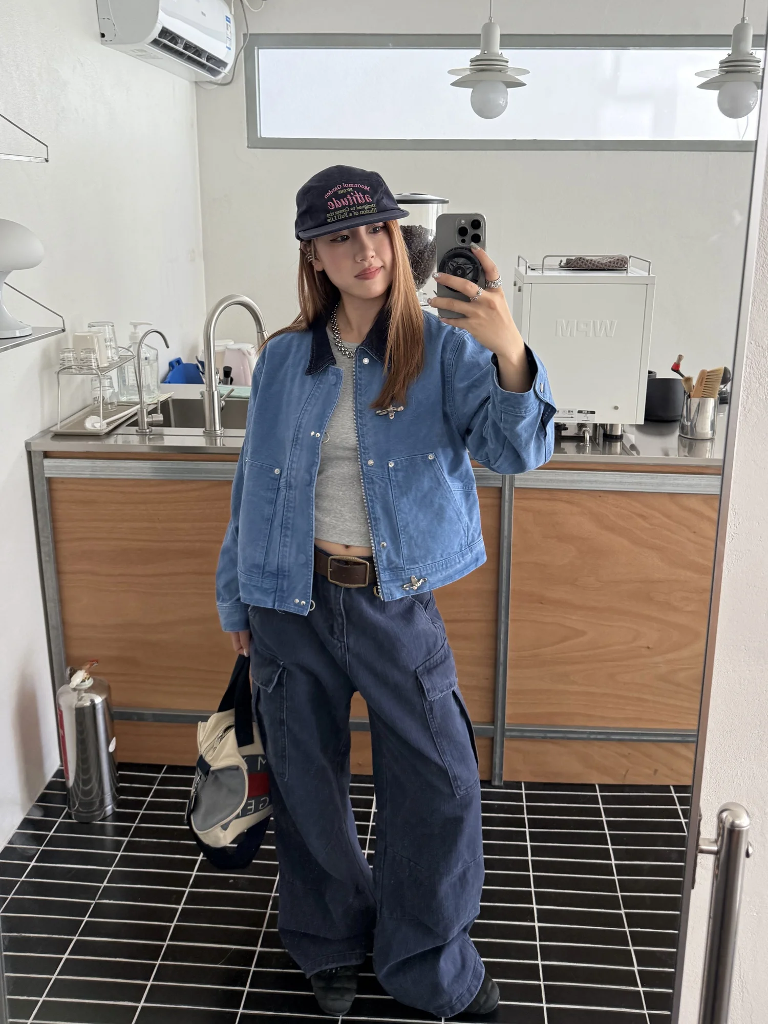 

Retro Waed Splice Collar Lobster Bule Jaet Coat Men Women ort Wide Design Sle Cotton Long Sve Zipper Closure