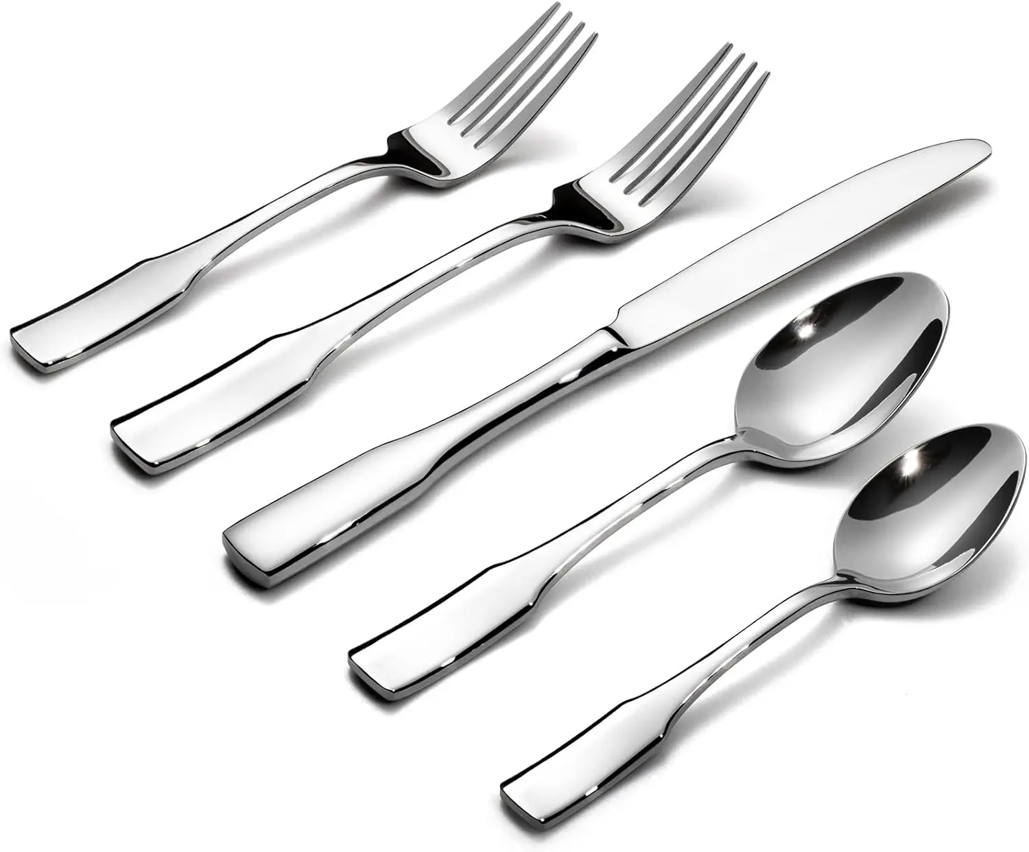 

60-Piece Stainless Steel Flatware Set, Service for 12, Mirror Polished Cutlery, Dishwasher Safe