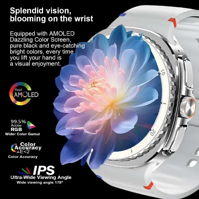 New Rotating Dial Men Woman's Smartwatch GPS Tracking 400mAh Battery Health Testing Sports Mode 1.43" AMOLED BT Call Smartwatch