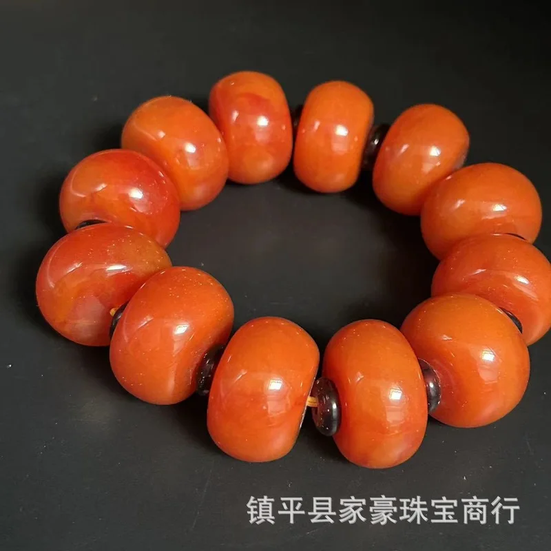 High-end exquisite second-generation amber large bead bracelet, red amber bracelet  Bracelet Hand accessories