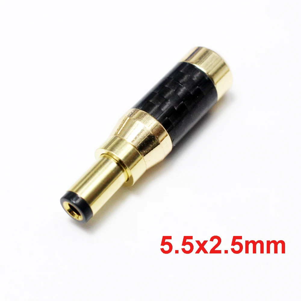 1PCS Carbon Fiber Copper Plated Gold 5.5*2.5mm 5.5*2.1mm 4.0*1.7mm 3.5*1.3mm DC Power Plug Jack for Linear Power Output Line DIY