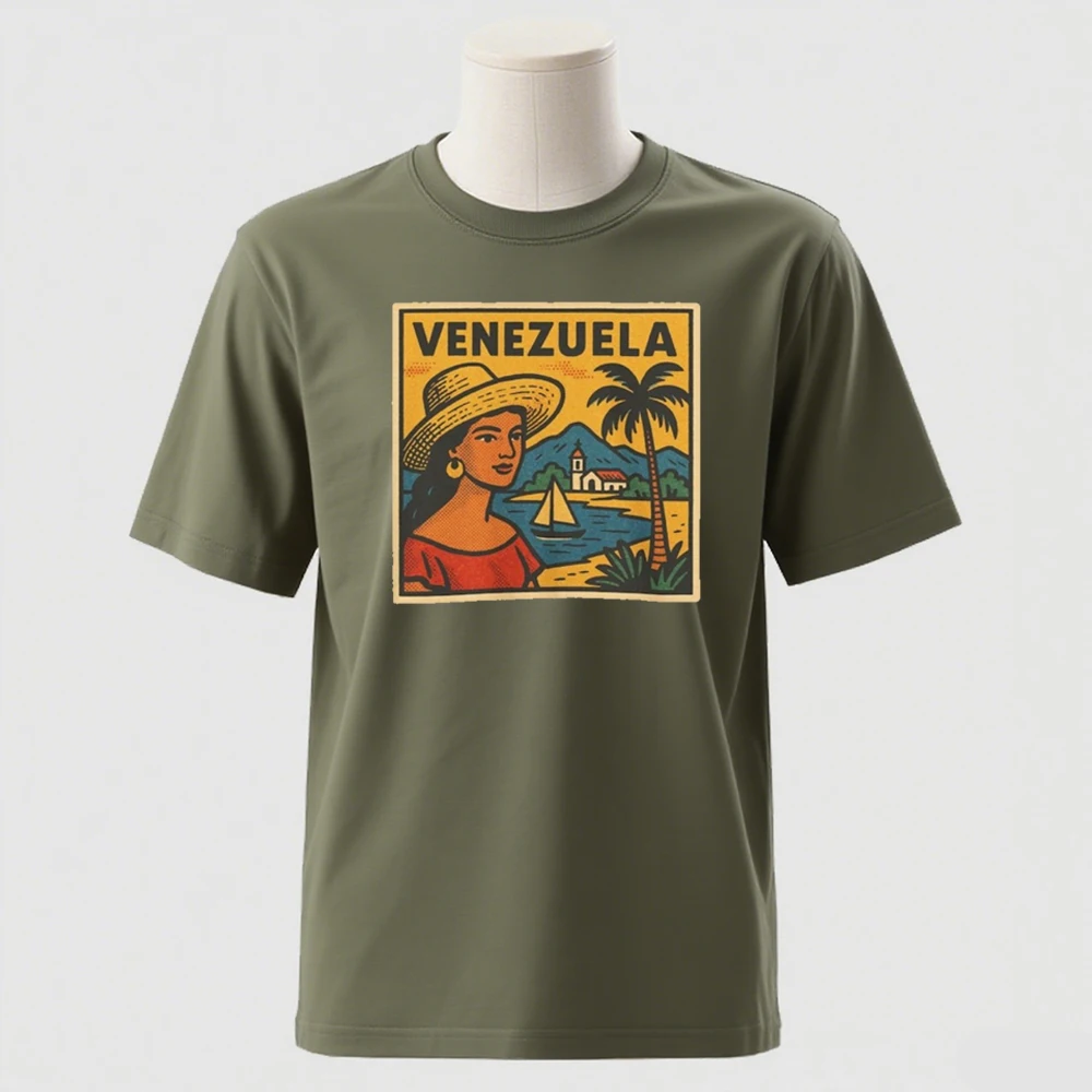 فنزويلا ريترو كوميك جرافيك قطن تي شيرت كاراكاس أفق أمريكا الجنوبية فخر وطني عتيق نمط ناعم للجنسين قميص 2025 #4