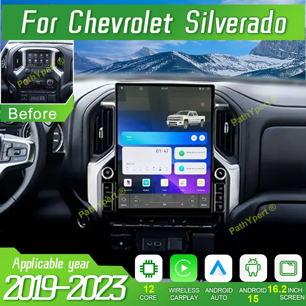 

Upgrade To 16.2"4K Galaxy Screen 12 Core For Chevrolet Silverado 2019-2023 Car Radio Multimedia Player Stereo GPS 4G BT CarPlay