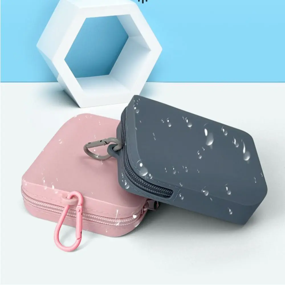 Solid Color Silicone Cosmetic Bag Contrast Color Rectangle Multifunction Storage Bag Coin Purse Makeup Brush Holder