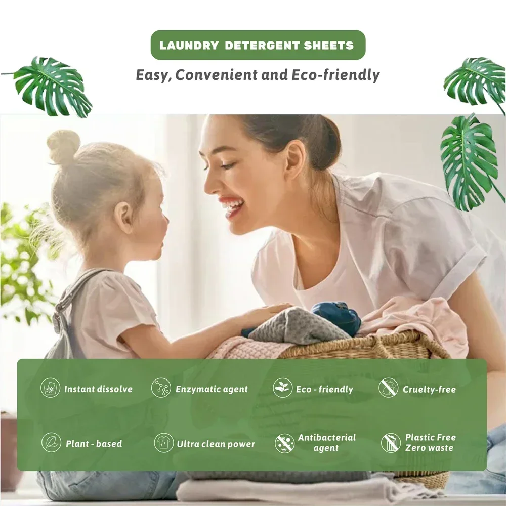 Biodegradable Eco-Friendly Plant-Based Laundry Detergent Sheets Dissolving Products for Bathroom Use laundry soap