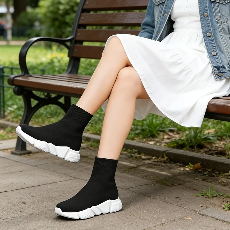 

1pair Men's Large-size Socks Casual Sneakers Winter High-top One-pedal Couple Shoes Fashionable and Breathable Size 34-47