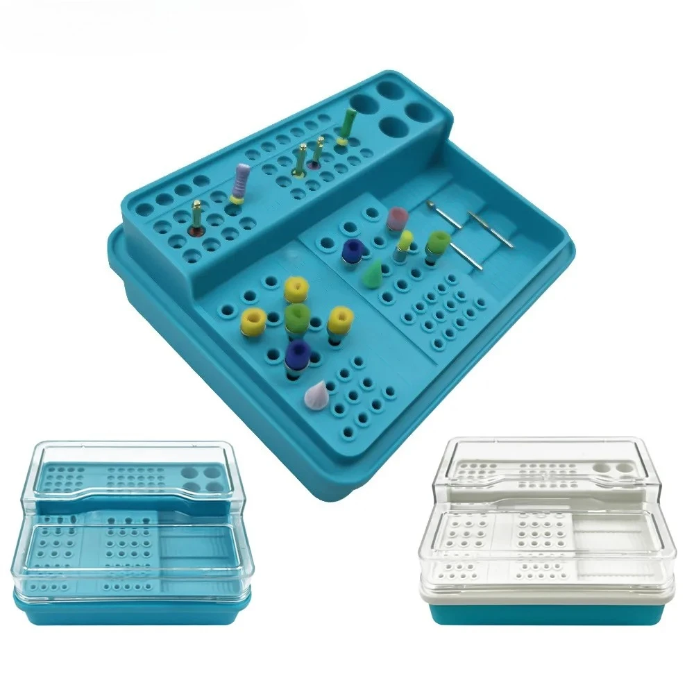 

96 Holes Plastic Endo Box Dental Organization For Burs Files Dental Bur Holder Polisher Disinfection Box Case Sterilization Tray
