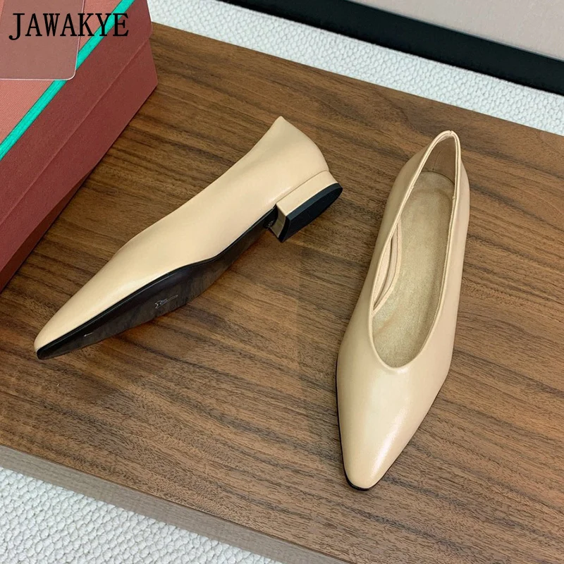 Summer New Leather Women Loafers Pointy Toe Suede Designer Low Heel Dress Pumps Fashion Party Banquet Shoes For Women Flat Shoes