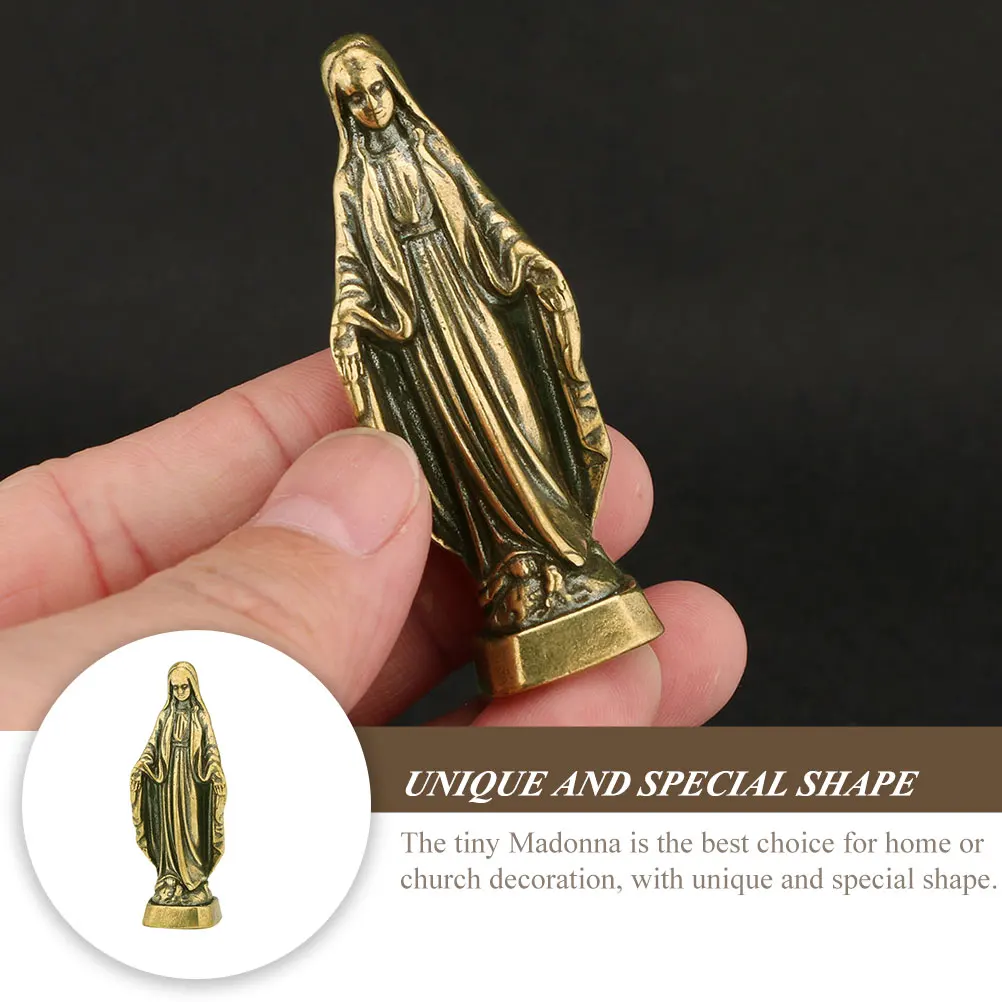 Virgin Statue Copper Desktop nament Exquisite Home Office Church Decor Lightweight Room Brass
