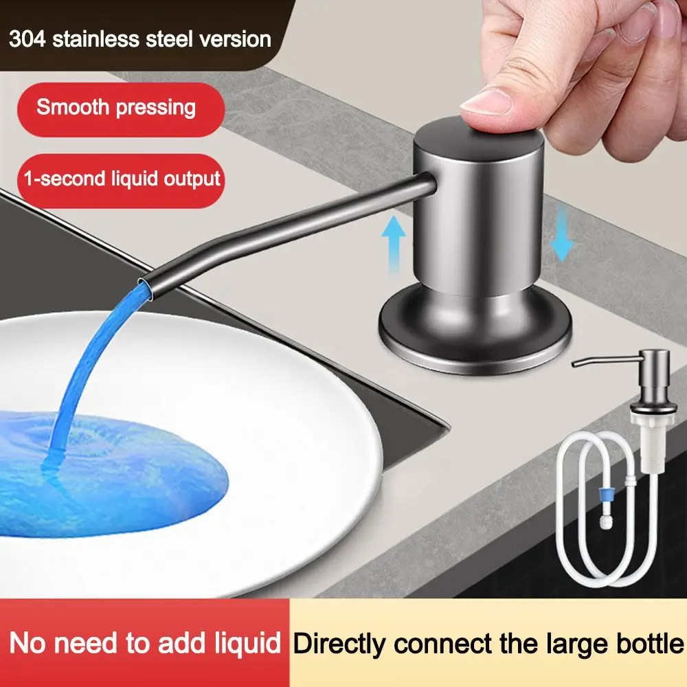 

304 Stainless Steel Sink Soap Dispenser Brushed Nickel Self-Priming Built In Soap Dispensers Rust-resistant Countertop Soap Pump