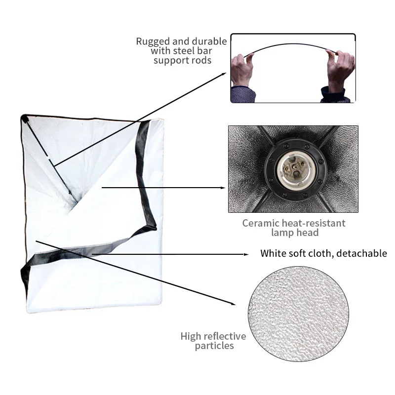 Photography Softbox Lighting Kit (50x70cm)  Professional Continuous Light System for Studio Photography and Live Streaming Fill
