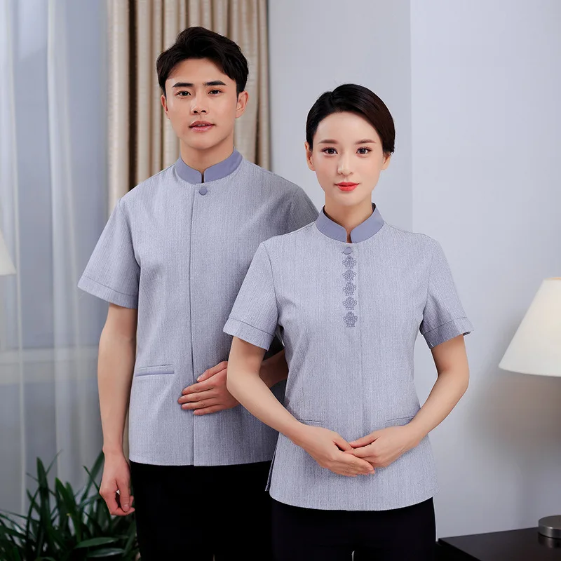 

Linen cleaning workwear short-sleeved for women, summer thin style, hotel and guesthouse room cleaner staff uniform