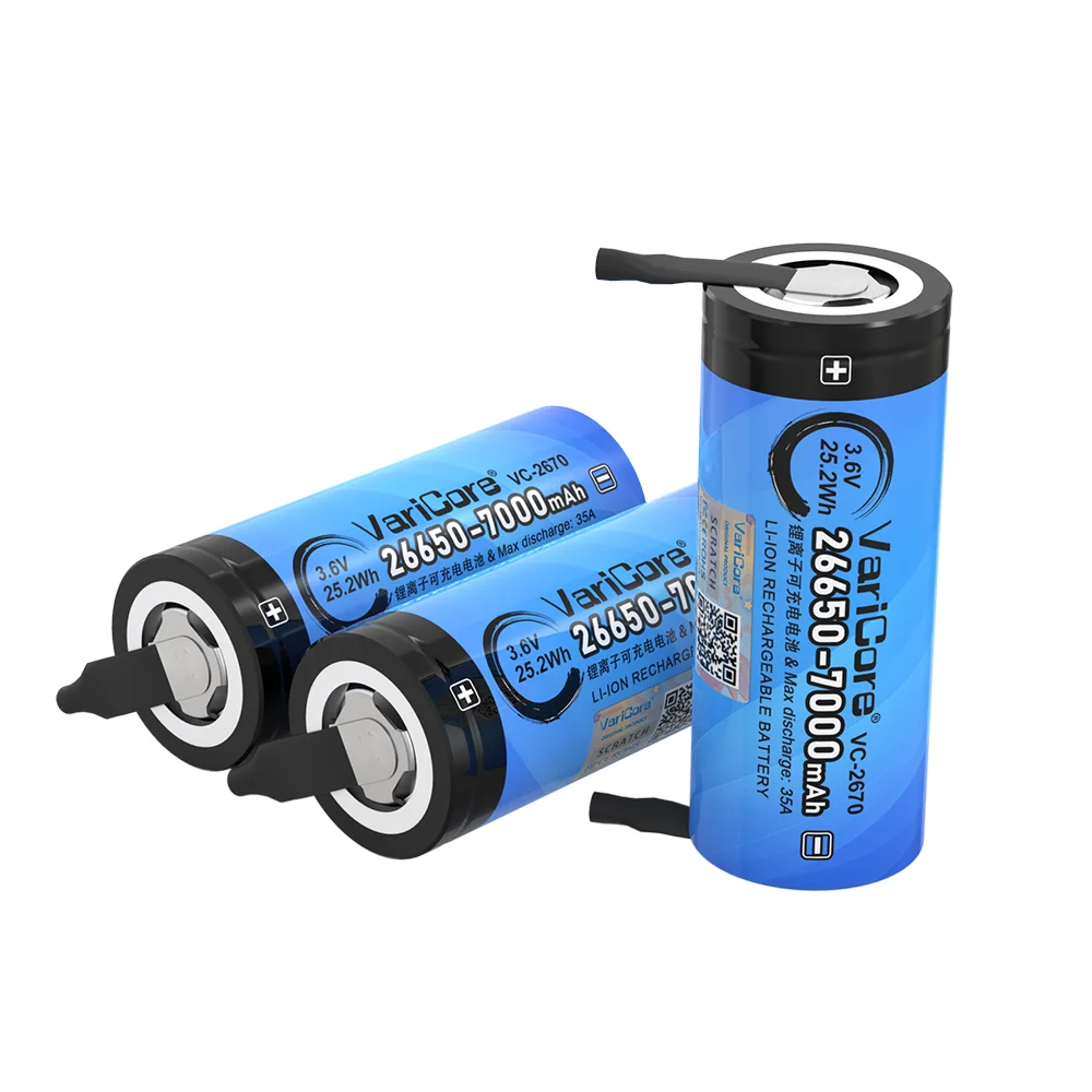 VariCore جديد الأصلي 3.6 فولت 7000 مللي أمبير 26650 بطاريّة ليثيوم قابلة لإعادة الشحن 35A التفريغ لتقوم بها بنفسك ورقة النيكل