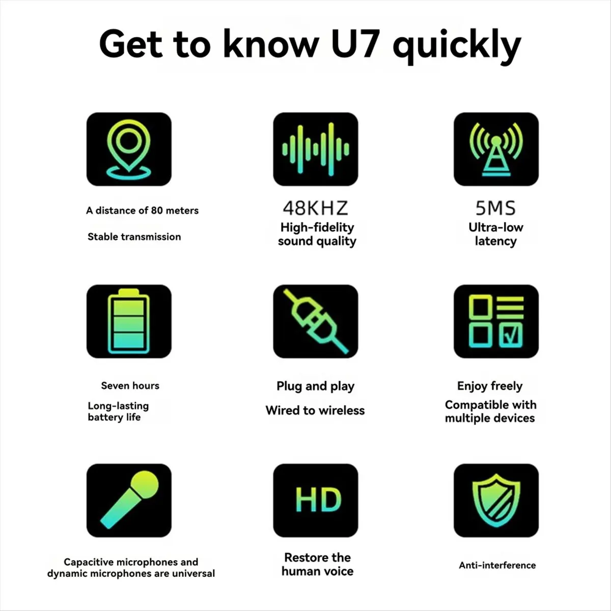 

A23G NEW Wireless Microphone Converter XLR Transmitter and Receiver System for Dynamic and 5V Condenser Microphone