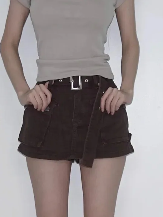 

High Waist Denim orts Women's Chic American Sle Slimming Skirt Trendy Mid-Rise Tight Fit Ladies Summer 2025 Faion