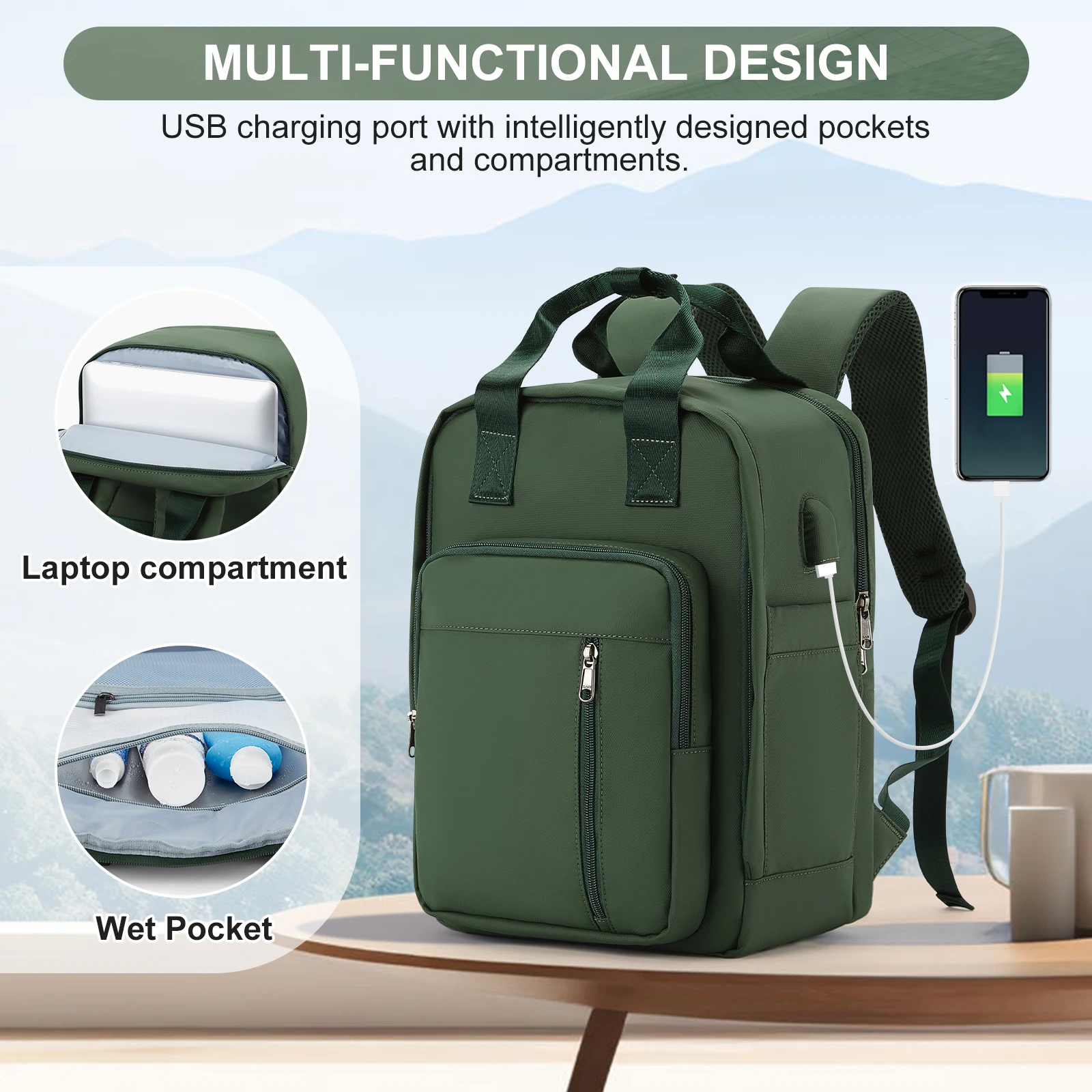 Travel Backpack Shoulder Bag Waterproof Backpack Lightweight Large-Capacity Duffel Bag Women\'s Backpack USB Charging Laptop Bag