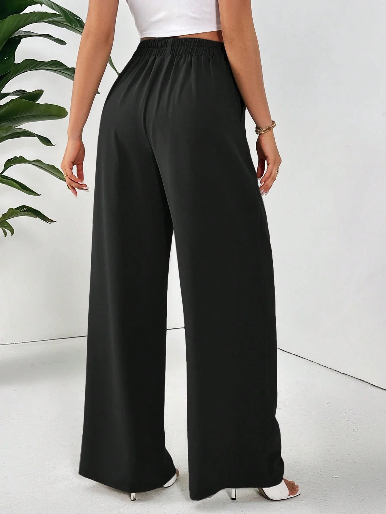 

Женские широкие брюки с эластичной талией, свободные, удобные, повседневные, полной длины