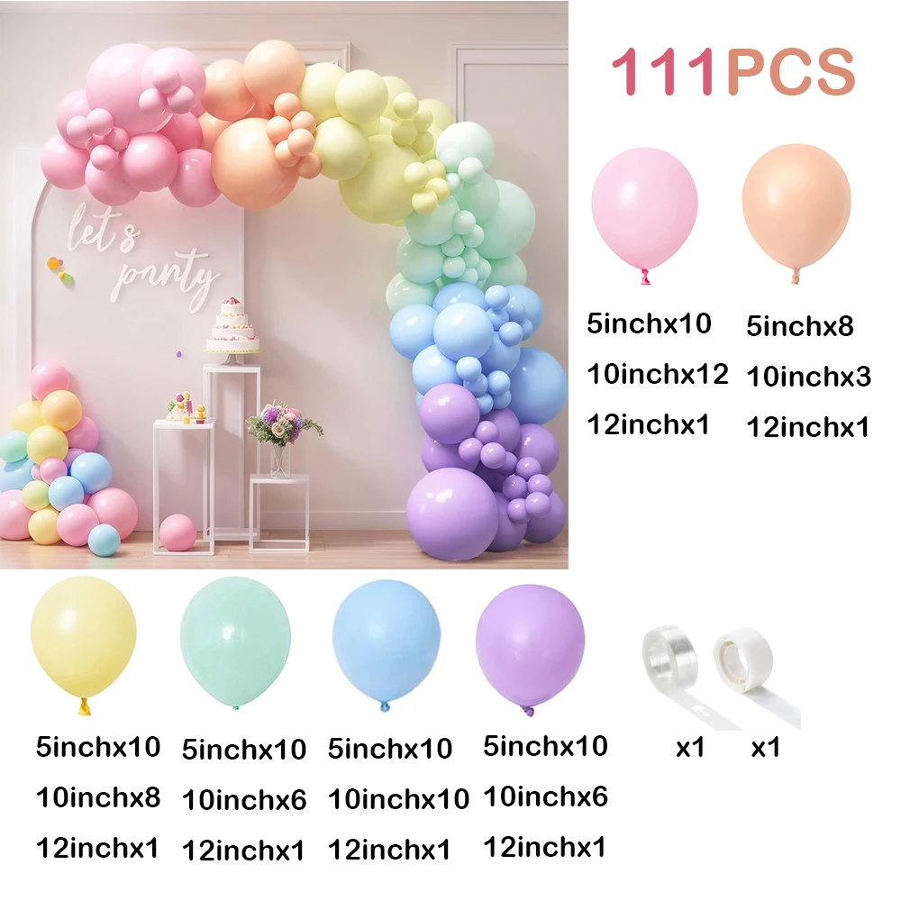 مجموعة بالونات لاتكس باللون الوردي مكونة من 111 قطعة مناسبة لحفلات أعياد الميلاد وحفلات الزفاف وحفلات عيد الحب