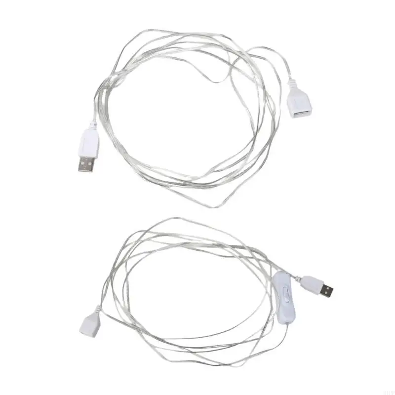 E1PF Male to Female USB Extension Cable Usb Light Strips USB Fan Charging Cord With/Without Switching