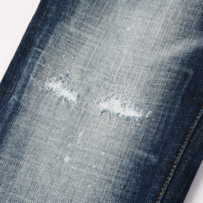Dark Blue Men Heavy Washed Faded Skinny Jeans Distressed Stretch Slim Denim Casual PantsHombre
