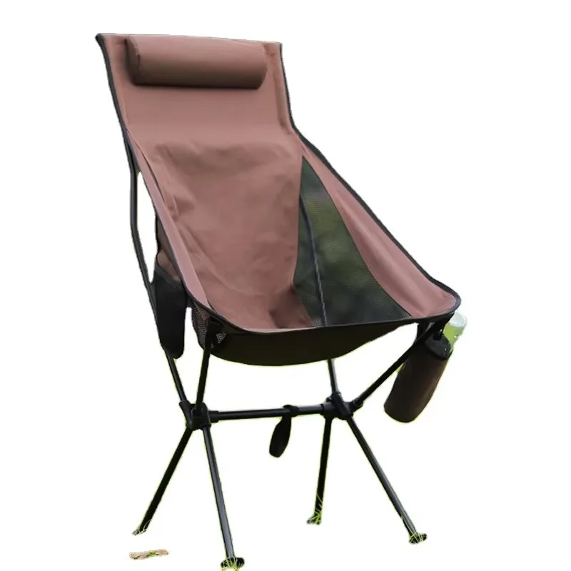 Outdoor camping portable ultra-light fishing folding breathable wear-resistant aluminum backrest moon chair